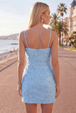 Vestido de regresso ao laço floral com alças finas cor-de-rosa bodycon alças finas