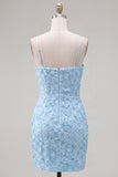 Vestido de regresso ao laço floral com alças finas cor-de-rosa bodycon alças finas
