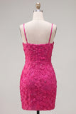 Vestido de regresso ao laço floral com alças finas cor-de-rosa bodycon alças finas