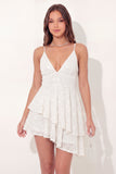 Vestido de Graduação Mini Mini Graduação Branco Branco A-Line Assimétrico