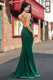 Sereia Verde Escuro Halter Long Prom Dress com Appliques Beading