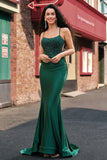 Sereia Verde Escuro Halter Long Prom Dress com Appliques Beading