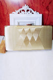 Saco de embreagem de noite glitter dourado com borla