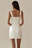 Vestidinho Branco Cetim Curto/Mini Bodycon Sem Mangas