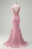Vestido de Baile Longo Estilo Sereia com Alças Grossas e Padrão Floral em Taro com Capa