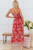 Vermelho Flores Linha-A Direto Midi Vestido de Verão