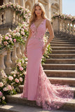 Vestido de Baile Longo Estilo Sereia com Alças Grossas e Padrão Floral em Taro com Capa
