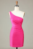 Royal Blue Um Ombro Bodycon Ruched Short Homecoming Dress