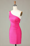 Royal Blue Um Ombro Bodycon Ruched Short Homecoming Dress
