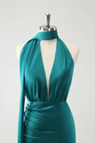 Bainha de Pavão V-Neck Backless Vestido de Noiva com Fenda