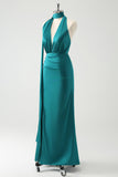 Bainha de Pavão V-Neck Backless Vestido de Noiva com Fenda
