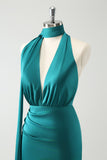 Bainha de Pavão V-Neck Backless Vestido de Noiva com Fenda