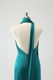 Bainha de Pavão V-Neck Backless Vestido de Noiva com Fenda