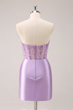 Brilhante Beading Lilac Corset Short Tight Homecoming Dress