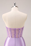 Brilhante Beading Lilac Corset Short Tight Homecoming Dress