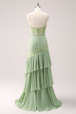 Vestido de Madrinha Chiffon Floral Verde com Renda