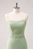 Vestido de Madrinha Chiffon Floral Verde com Renda