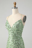 Sparkly Green Bodycon Sequins Lace Up Vestido Curto Homecoming