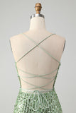 Sparkly Green Bodycon Sequins Lace Up Vestido Curto Homecoming