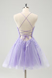 Bonito Glitter Blue A Line Sequins Vestido Curto Homecoming com Apliques