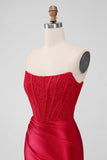 Sparky Red Strapless Bodycon Vestido Homecoing Curto com Renda