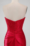 Sparky Red Strapless Bodycon Vestido Homecoing Curto com Renda