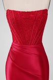 Sparky Red Strapless Bodycon Vestido Homecoing Curto com Renda