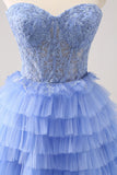 Querida Lilás A-Line Corset Tulle Homecoming Vestido com Renda