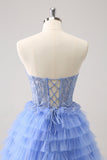 Querida Lilás A-Line Corset Tulle Homecoming Vestido com Renda