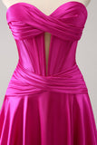 Fuchsia A-Line Sweetheart Corset Vestido Curto Homecoming