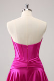 Fuchsia A-Line Sweetheart Corset Vestido Curto Homecoming