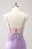 Espartilho roxo brilhante lantejoulas apertado curto Homecoming Dress