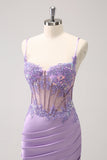 Espartilho roxo brilhante lantejoulas apertado curto Homecoming Dress