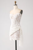 Classy Lace White Vestido de Formatura Curto com Renda-up Costas