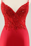 Sparkly Red Bodycon Esparguete Correias Homecoming Dress com Sequins