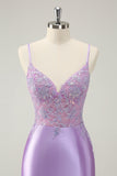 Sparkly Bodycon Lilac Esparguete Correias Homecoming Dress com Sequins