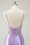 Sparkly Bodycon Lilac Esparguete Correias Homecoming Dress com Sequins