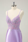 Sparkly Bodycon Lilac Esparguete Correias Homecoming Dress com Sequins