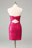 Fuchsia Bodycon Querida Keyhole Vestido Curto Homecoming