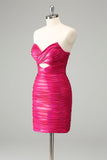 Fuchsia Bodycon Querida Keyhole Vestido Curto Homecoming