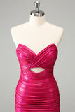 Fuchsia Bodycon Querida Keyhole Vestido Curto Homecoming