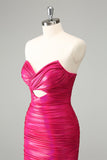 Fuchsia Bodycon Querida Keyhole Vestido Curto Homecoming