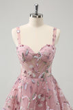 Blush A-Line Espaghetti Correias Short Corset Homecoming Dress com Missangas