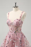 Blush A-Line Espaghetti Correias Short Corset Homecoming Dress com Missangas