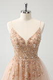 Blush A Line Espaghetti Correias Vestido de Lantejoulas Tule Homecoming