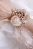 Champagne Pearl Prom Corsage Pulso para casamento