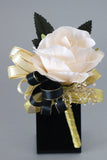 Luxo Preto Branco Homecoming Corsage Pulso e Conjunto Boutonniere Masculino