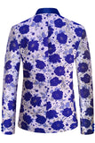 Royal Blue Shawl Lapela Jacquard Blazer Masculino Prom