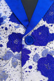 Royal Blue Shawl Lapela Jacquard Blazer Masculino Prom