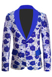 Royal Blue Shawl Lapela Jacquard Blazer Masculino Prom